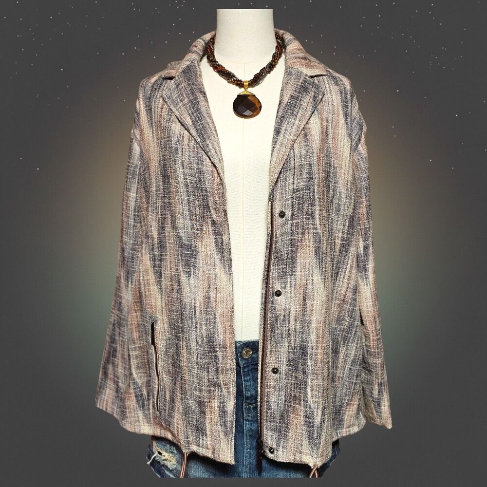 Doncaster Womens M Blazer Jacket Neutral Textured Tailored Career Classic